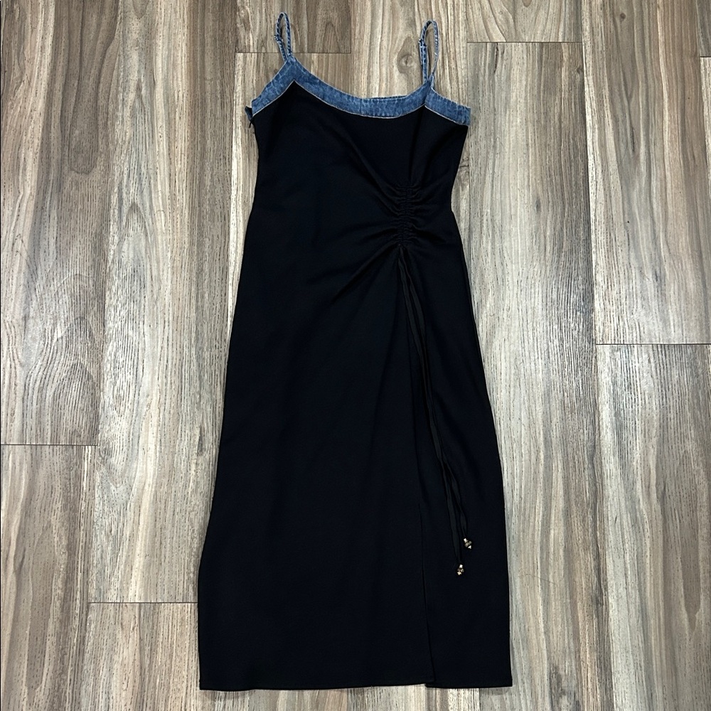 Elegant Black and Denim Women's Dress